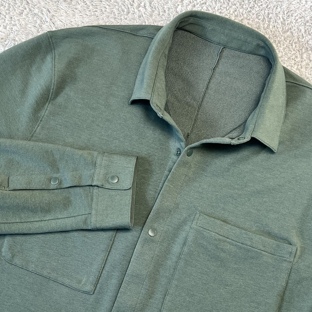 Lululemon Mens XL Green Soft Knit Overshirt French Terry Stretch Athleisure
